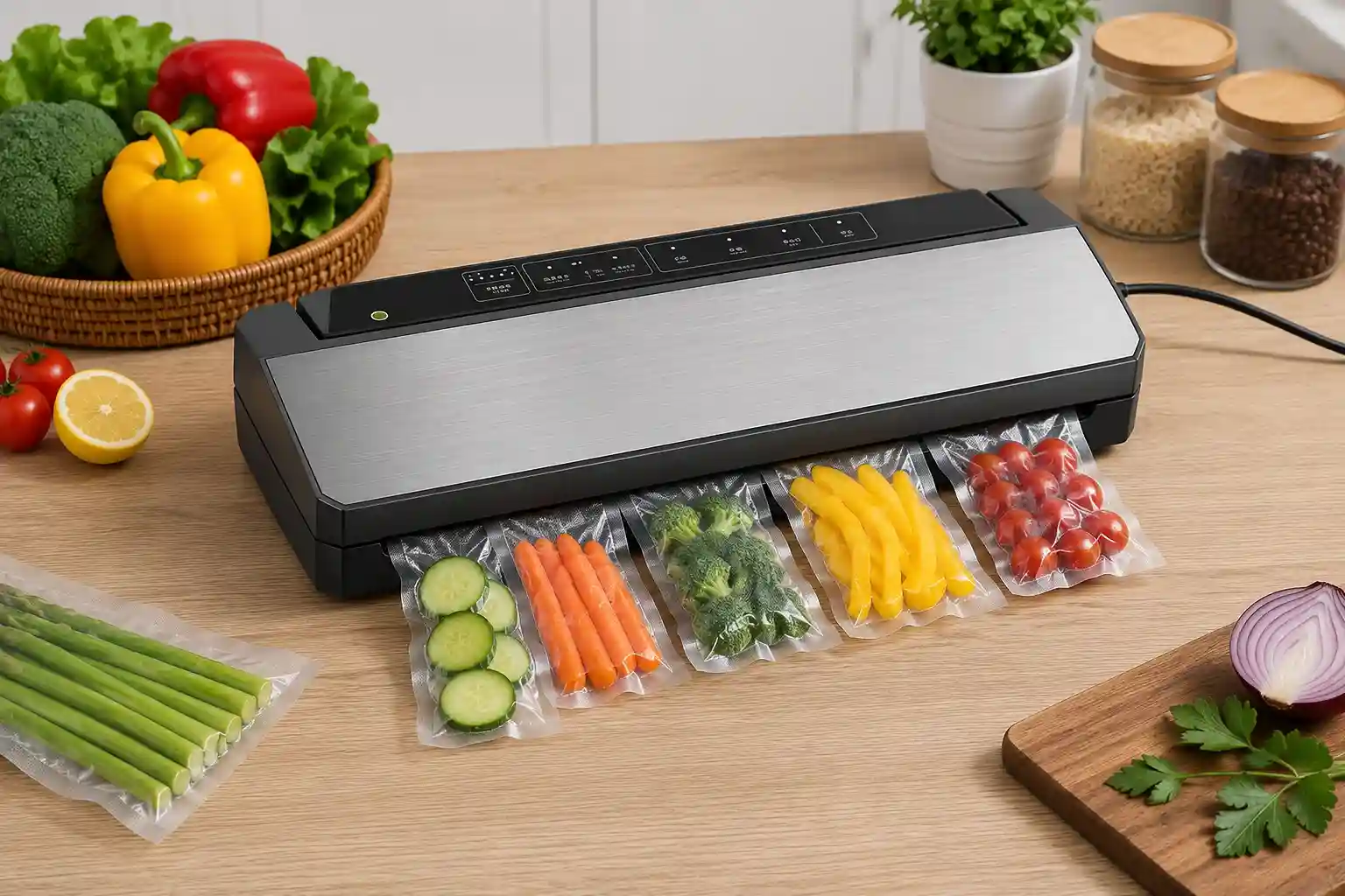 Aspirateur sous vide VacuBien avec aliments frais