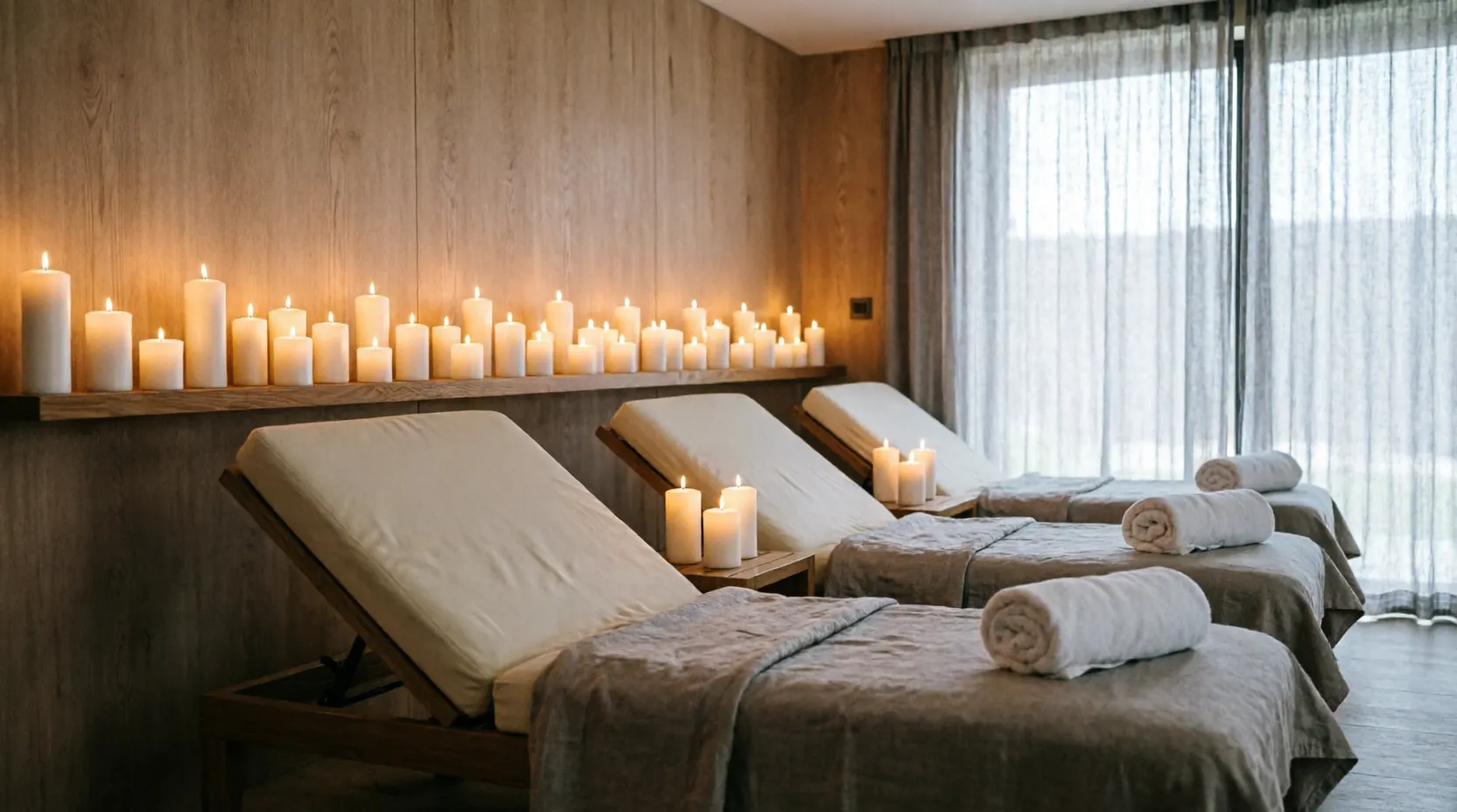 Salle de relaxation avec bougies