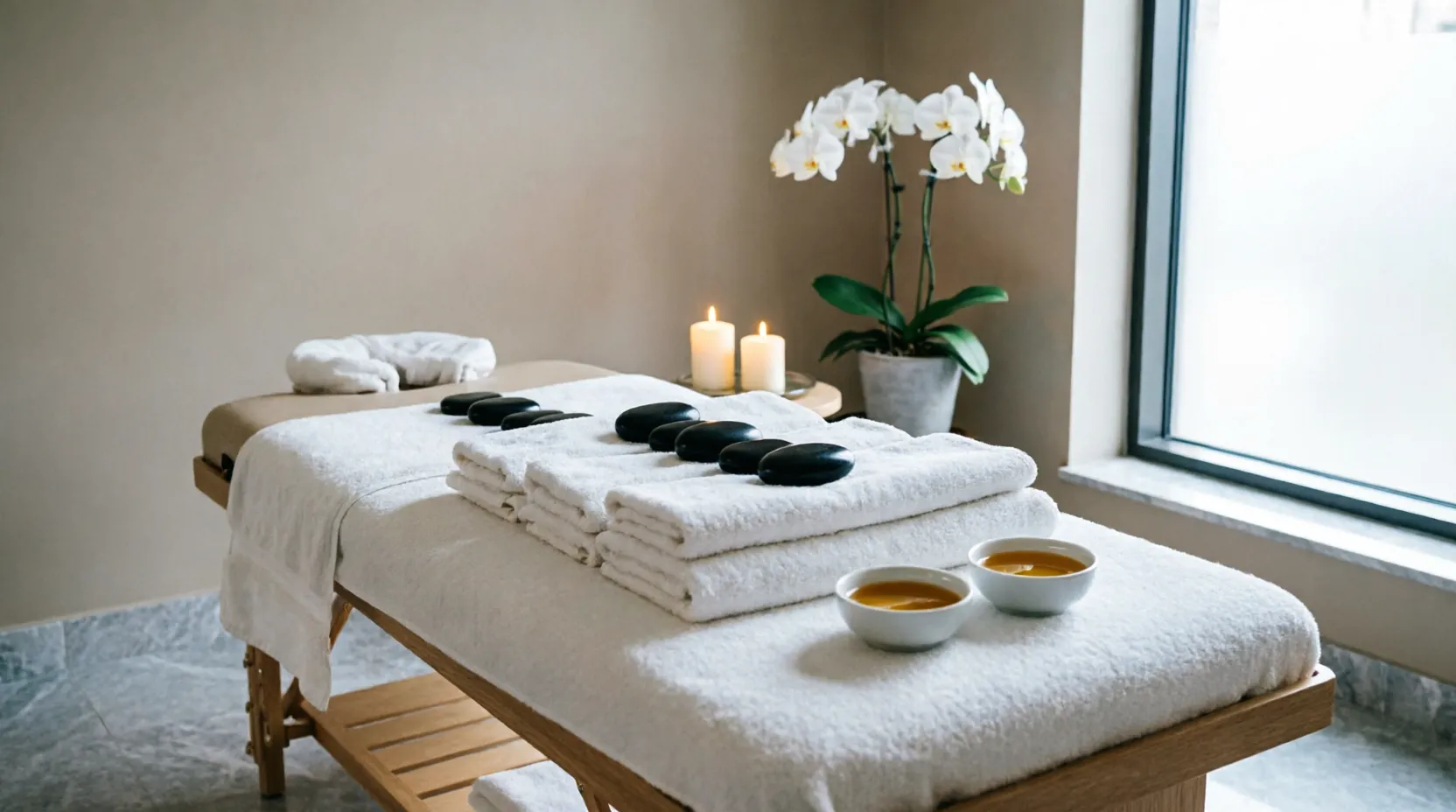 Espace de massage aux pierres chaudes